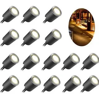Oimg Led-einbauleuchten-set Für Terrassen Und Garten Mit Schwarzer Schutzabdeckung (ø 32 Mm), Wasserdicht (ip67), 12 V Niederspannung, Geeignet Für Garten, Hof, Treppe, Terrasse, Boden Und Küche.