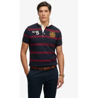 Superdry Poloshirt DOUBLE EMBLEM JERSEY SS RUGBY im angesagten Rugby Stil blau S (46)