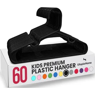 Utopia Home Packung mit 60 Kinderkleiderbügeln - 11,5“ Baby- und Kinderkleiderbügel aus Kunststoff für den Kleiderschrank, ideal für den täglichen Gebrauch, schwarz