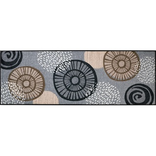 Erwin Müller Fußmatte Neuwied, Schmutzfangmatte, Sauberlaufmatte Blumen Silber/braun Größe 60x180 cm - langlebig, pflegeleicht, rutschfest, für Fußbodenheizung geeignet