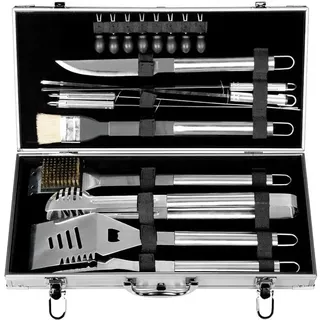 Leopold Vienna Edelstahl-Grillkoffer 18-tlg.