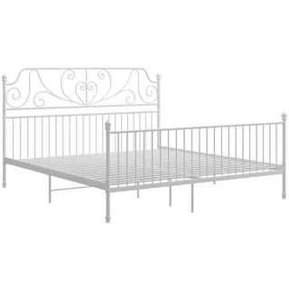 vidaXL Bettgestell Metallbett Schlafzimmer Bett Doppelbett Schlafzimmermöbel Bettrahmen Lattenrost Pulverbeschichtetes Metall Weiß 180x200cm