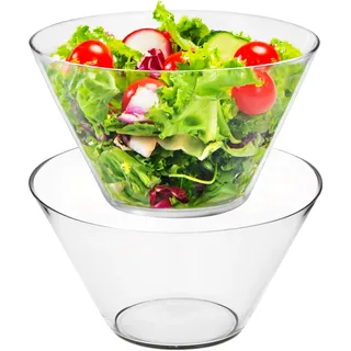 KONZEPT 2 Stk. Set Salatschüssel aus bleifreiem Glas – 830 ml, Ø 16 cm, transparent, robust und stapelbar, ideal für Salate