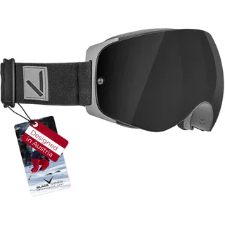 Black Crevice Skibrille I Unisex Skibrille mit rahmenlosen Design I Herren & Damen Skibrille mit UV 400-Schutz I Snowboardbrille mit sphärischen Gläsern I Verspiegelte Schneebrille