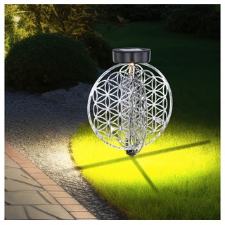 Globo LED Solarleuchte, LED-Leuchtmittel fest verbaut, Warmweiß, Solar Lampe Outdoor Solarleuchte orientalisch LED Garten Laterne silberfarben