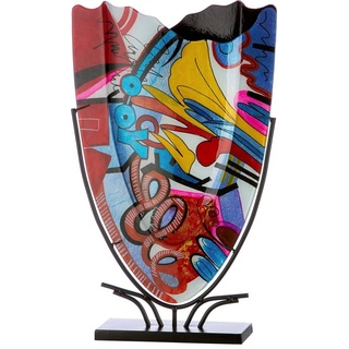Casablanca by Gilde Dekovase Street Art (1 St), Vase aus Glas auf Metallständer bunt