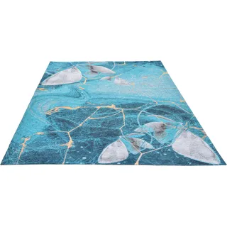 Teppich GINO FALCONE "Cosima-110" Teppiche Gr. B/L: 130 cm x 190 cm, 3 mm, 1 St., blau (türkis) Esszimmerteppiche flachgeweber Jaquard-Teppich, mit Chenillegarn, modernes Design