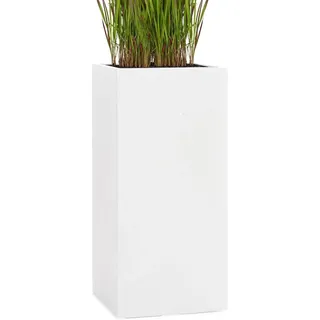 Pflanzwerk® Pflanzkübel Fiberglas Weiss Tower 80x40x40cm *Frostbeständige Blumenkübel* *Deutsche Premiumqualität* *Lotus-Effekt Imprägnierung*