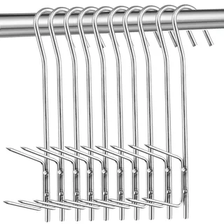 10 Stück Räucherhaken, Räucher-Haken Edelstahl zum Aufhängen von Geräuchertem Fisch, Fleisch, Wurst (21cm)