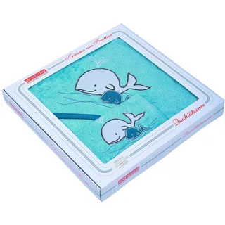 Wörner 2-tlg. Textil-Badeset Frottee Kapuzen-Badetuch 80x80 mit Waschlappen, blau