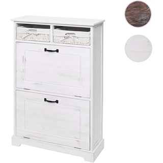 Schuhkipper HWC-H19, Schuhschrank Schuhregal Schuhablage, Massiv-Holz Shabby-Look Korb-Schublade 100x60x24cm ~ wei