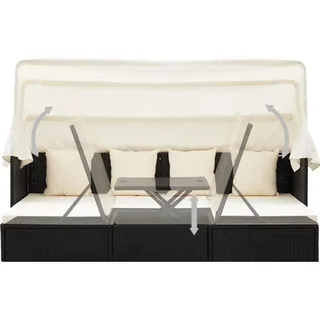 vidaXL Polyrattan Sonnenbett wasserabweisend schwarz