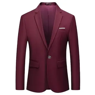 HUIANGLIYG Herren Freizeitblazer, Leicht, Slim Fit, EIN Knopf Businessanzugjacke, Eleganter Revers Sportmantel, Einfarbig, Smoking Sakko für Hochzeitsbankett - S