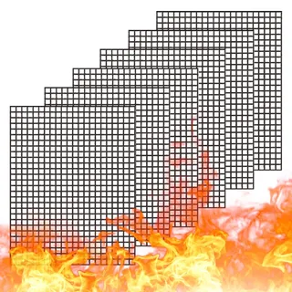 WholeFire BBQ Grillmatte Set, 5 Stück Antihaft Grillnetz Wiederverwendbar | Teflon Grillmatten Grill Matte Zuscheidbar für Gasgrill, Elektrogrill, Kohlegrill, Holzkohle, Backofen, Kochen, 40 x 33 cm