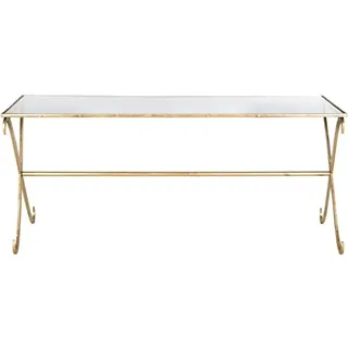 Safavieh Glam Accent Table with Iron Legs, in Gold and Clear, 51 X 109 X 46.35