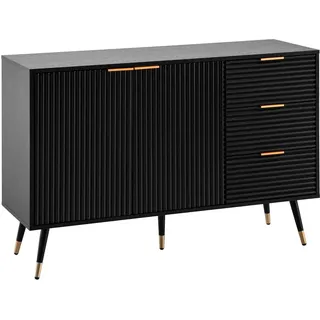 FineBuy Sideboard 120 x 80 x 40 cm Schwarz / Eiche Dekor