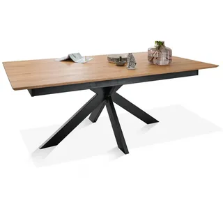 Main Möbel Ausziehtisch 160(245)x90cm "Hamburg" Wildeiche & Metall schwarz TI-0595