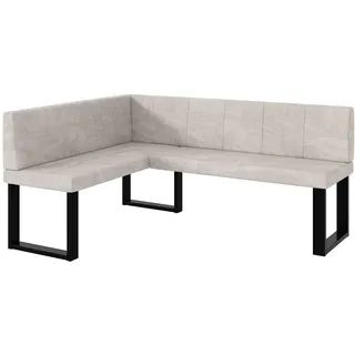 MEBLINI Eckbank für Esszimmer - Küchenbank - Essecke - Sitzecke Küche - Peter - U-Beine 128x168x87cm Links - Beige Samt