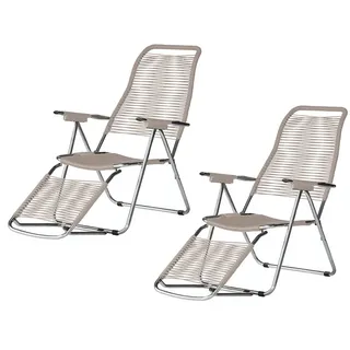 Fiam - Liegestuhl Spaghetti, Gestell Aluminium / Bespannung taupe (2er-Set)