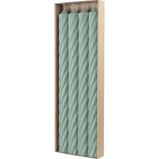 Stabkerzen aus Paraffin, RUSTIC TWIST, 350/28 mm, Smaragd, WENZEL, Brenndauer ca. 20h, 4 Stück pro Verpackung