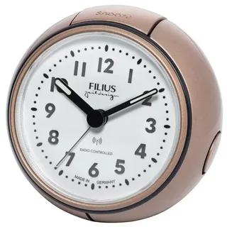 Filius Funkwecker Funk-Wecker Wecksignal, Schlummerfkt., Licht, geräuscharm, Ziffernblatt D 7.5 cm braun