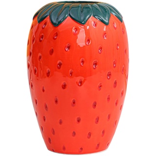 YGHQAP Vintage-inspirierte Erdbeervase, Dekorative Keramikvase, Einzigartige Heimdekoration, Vasenornament, Roter Erdbeertopf, Blumenbehälter für Büro, Wohnzimmer, Küche, Gartendekoration(#3)