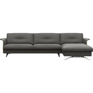 flexlux Ecksofa FLEXLUX "Glow Designsofa, bequem und komfortabel durch hochwertigen Sitzaufbau", grau (warm mineral grau), B:305cm H:81cm T:158cm, 100% Echteder, Sofas, Ecksofa, L-Form, Modernes skandinavisches Design