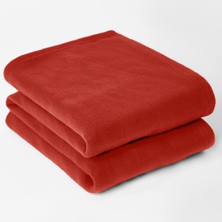 DREAMSCENE Fleecedecke - Wohndecke Warm und Weich für den Winter, Sofadecke in Kleinformat, als Decke für die Couch oder als Überwurf, auch als Kinder- und Kuscheldecke geeignet, 200 x 240cm - Rot
