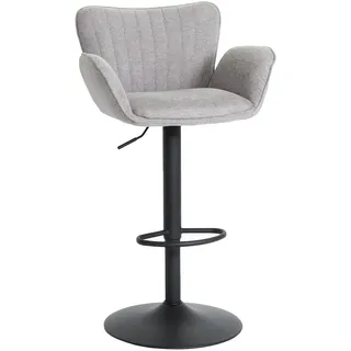 Proregal Barhocker gepolstert mit Lehne 66-90 cm Hellgrau