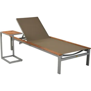 MERXX Gartenliege Naxos, Set, 2 St., Applikationen aus Akazienholz, inkl. Beistelltisch grau