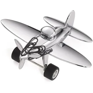 TROIKA „STOP-OVER“ Büroklammernhalter – GAM12/CH – Flugzeug, Briefbeschwerer, Magnet, 5 Büroklammern, glänzend rose-gold – das Original von TROIKA