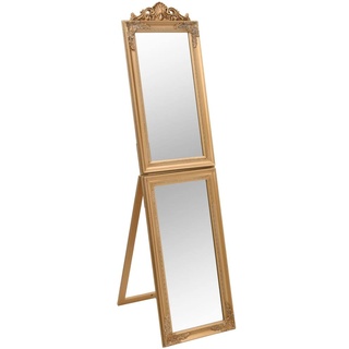 vidaXL Standspiegel Klappdesign Barockstil Ankleidespiegel Ganzkörperspiegel Freistehender Spiegel Flurspiegel Dekospiegel Golden 40x160cm