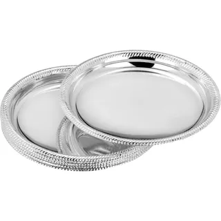 Mini Teller Set 6 Stück Ø 10,2 cm - versilberte Untersetzer für Gläser und Schälchen - Ablageteller für Tischkultur, Kaffee- und Teetafel, stilvolle Tischaccessoires für Alltag und besondere Anlässe