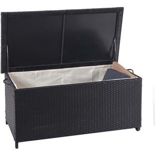 Poly-Rattan Kissenbox HWC-D88, Gartentruhe Auflagenbox Truhe Premium schwarz, 51x115x59cm 250l