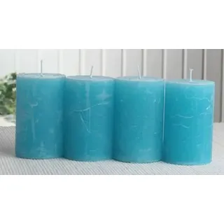Set: 4X Rustik-Stumpenkerze, 8 x 5 cm Ø, Aqua-türkis
