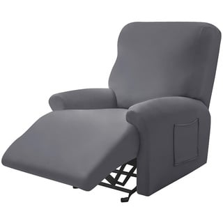 Highdi Stretchhusse für Relaxsessel Komplett Sesselschoner, Stretch Relaxsessel Bezüge - Einfarbig Elastisch Sesselbezug für Fernsehsessel Liege Sessel (grau,1 Sitzer)