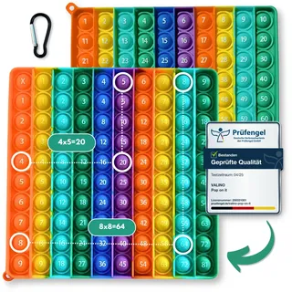 Pop on It 2 in 1 Multiplikationsbrett und Hundertertafel | 1x1 Lernen Spiel für Montessori | XXL Pop On It Fidget Toy (Bunt)