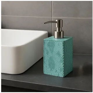 Signature Home Collection Seifenspender Seifenspender Kunstleder Leder Imitat quadratisch, (1 Stück, 1x Seifenspender), pflegeleichter, hygienischer Kunststoff grün