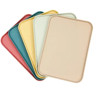 20 Stück Serviertabletts Aus PP Und Natürlicher Pflanzenfaser, 31x22cm Rechteckige Fast Food Tabletts In 10 Farben, rutschfeste Kunststoff Servierschalen Für Restaurant, Café, Schule Und Party