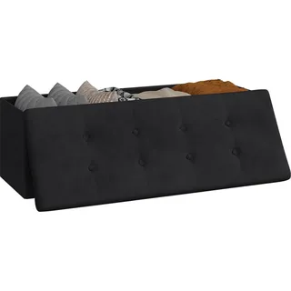 Woltu Sitzbank Samt Schwarz 110 x 40 x 48 cm