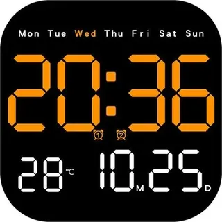 Multifunktionale Led-uhr, Trendige Wanduhr Fürs Wohnzimmer, Multifunktionaler Standwecker – Orange