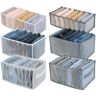 Faltbare Aufbewahrungsboxen für Kleidung, 6 Stück Kleiderschrank Ordnungssystem Kleideraufbewahrung Organizer Box Kleiderschrank Kleider Organizer für Hosen Shirt Unterwäsche Socken und Krawatten