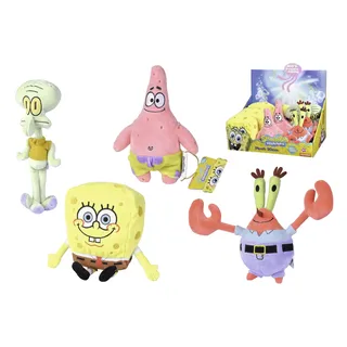 Simba 109491002 Plüschtier Spongebob oder Patricks oder Mr Krabbe, 20 cm, weiches und angenehmes Material, Füllung recycelt, 100% offizielle Lizenz, Sie erhalten einen zufällig (109491002SPB)