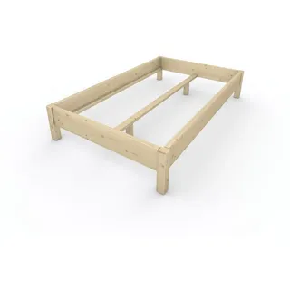 TUGA-Holztech Massivholzbett Holzbett Naturholzbett 120 x 200 cm 38 cm Bettgestell ohne Kopfteil, Br 70 80 90 100 120 140 160 180 200 Lg 200 220 H=38/48/58 cm 120 cm x 200 cm x 38 cm