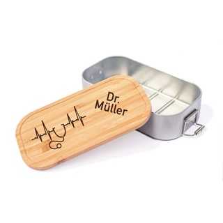Farbwuselei - Personalisierte Brotdose für Kinder und Erwachsene Arzt Ärtzin Herzschlag Stethoskop Robuste Individuelle Edelstahl Brotdose mit Namen - Personalisierte Geschenke Lunchbox (Große Dose)
