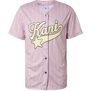 Kurzarmhemd KARL KANI "Karl Kani Woven Signature Pinstripe Baseballshirt", Herren, Gr. XS, US-Größen, lila, 100% Polyester, Hemden