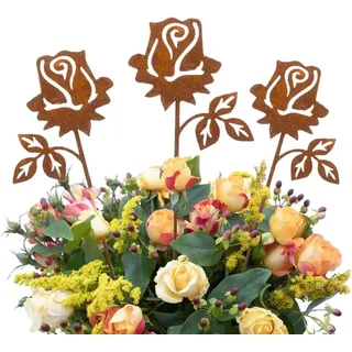 LB H&F Lilienburg Dekofigur 3er SET Dekofigur Geschenk Mutter Mama Muttertag Geburtstag Ideen Rose (Hochzeit Valentinstag Valentinsgeschenk Mama Mutter Freundin Blumenstecker Topfstecker Gartendeko Jahrestag modern Edelrost Blume Blumen Sohn Geschenkidee Liebe Rost Weihnachten Gartendeko Tischdeko Fensterdeko Rostdeko Rost basteln diy Aufsteller Blumenstecker Blumenstab Gartenstecker Mitbringsel Blumendeko, Geburtstagsgeschenk 40 50 60 70 80 90 100 Mamatag Dekofigur, Muttertagsgeschenk Frau Garten Rosen