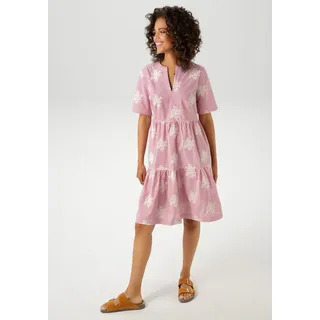 Aniston CASUAL Sommerkleid gestreift und mit aufwändigen Stickereien verziert - NEUE KOLLEKTION beige|rot 38