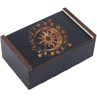 CREATCABIN Tarot Box Holz Für Karten Tarot Aufbewahrungsboxen Kristallholz Mit Deckel Solide Hexenbox Schwarze Sonne Schmuckkästchen Andenkenbox Dekorativer Aufbewahrungsbehälter 8.8x13.7x5.2cm