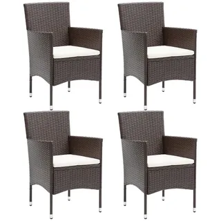vidaXL Garten-Essstühle 4 Stk. Poly-Rattan Braun